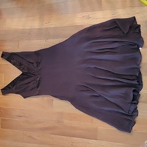 Ted Baker Brown Silk Midi Drop Waist Dress‎ Sleeveless Size 1